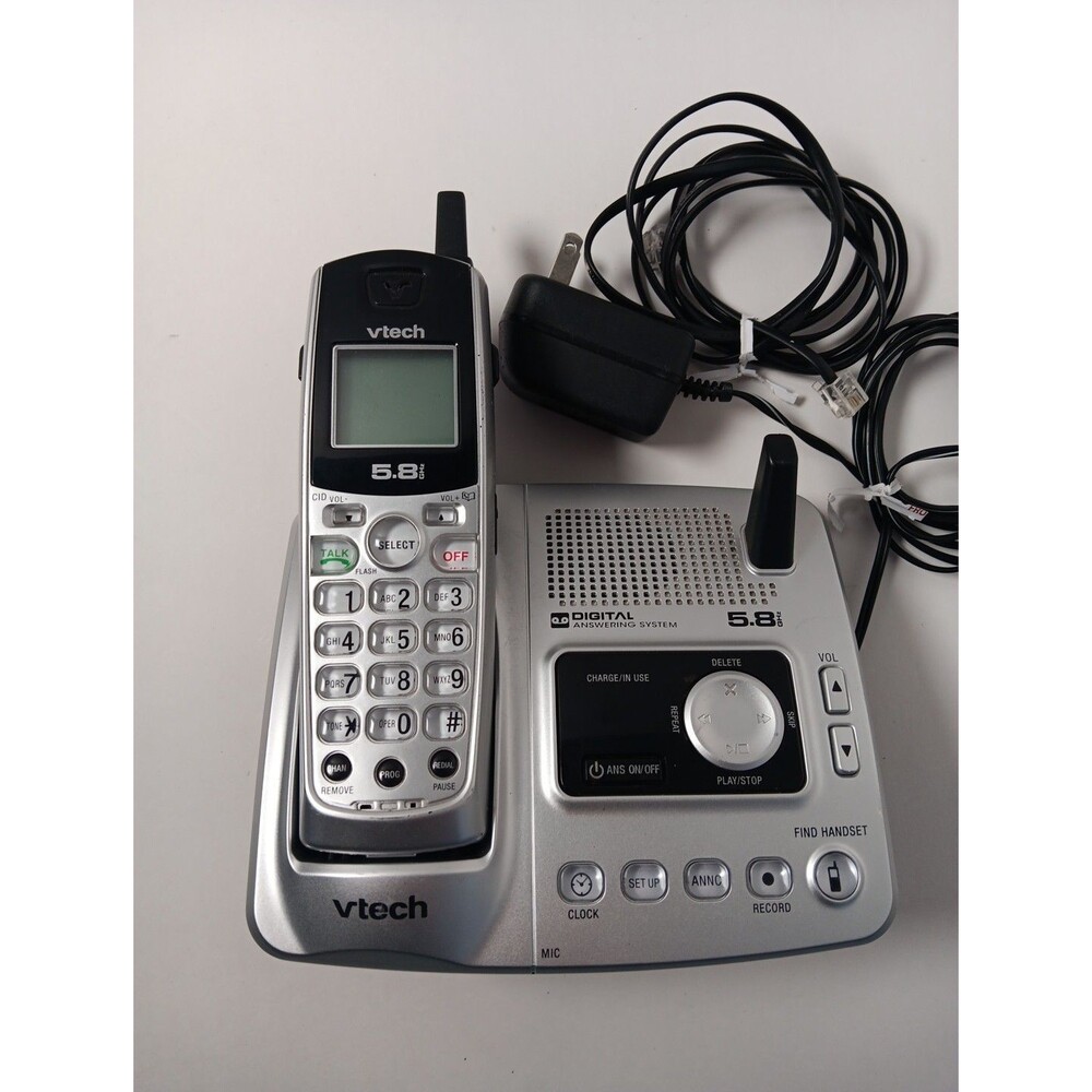 VTech ia5863 5.8 GHz Single Line Cordless Phone Missing Battery  Wall Mount Base